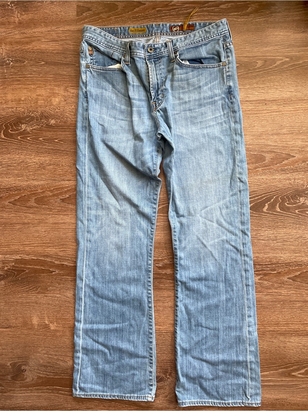 AG Adriano Goldschmied The Fillmore Jeans 34 Light Wash Straight Leg Stretch